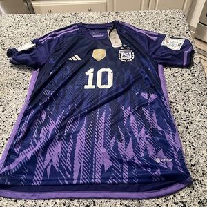 NWT 2022 World Cup Adidas Lionel Messi Purple Argentina Soccer Jersey